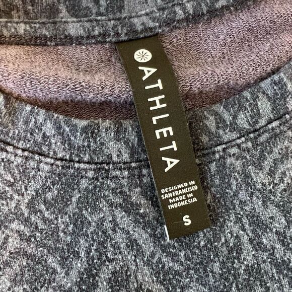 Athleta crew neck navy blue brindle pattern long sleeve sweater size small runs - Picture 3 of 12